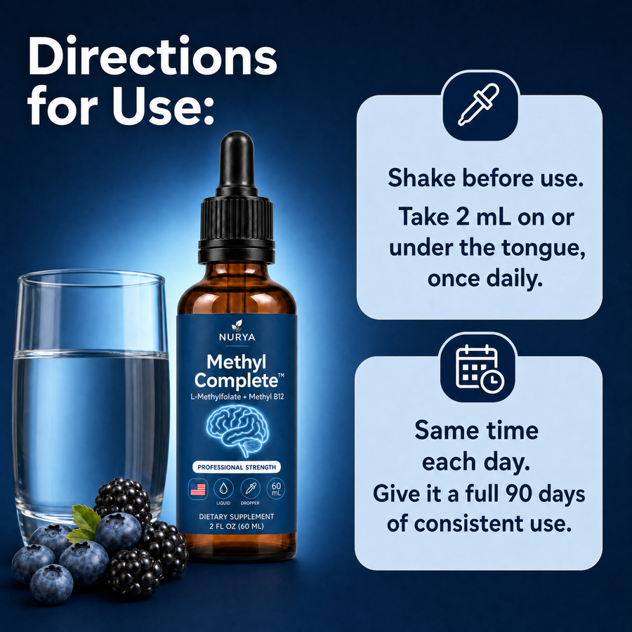 NURYA Methyl Complete L-Methylfolate + Methyl B12 drops, 60 mL