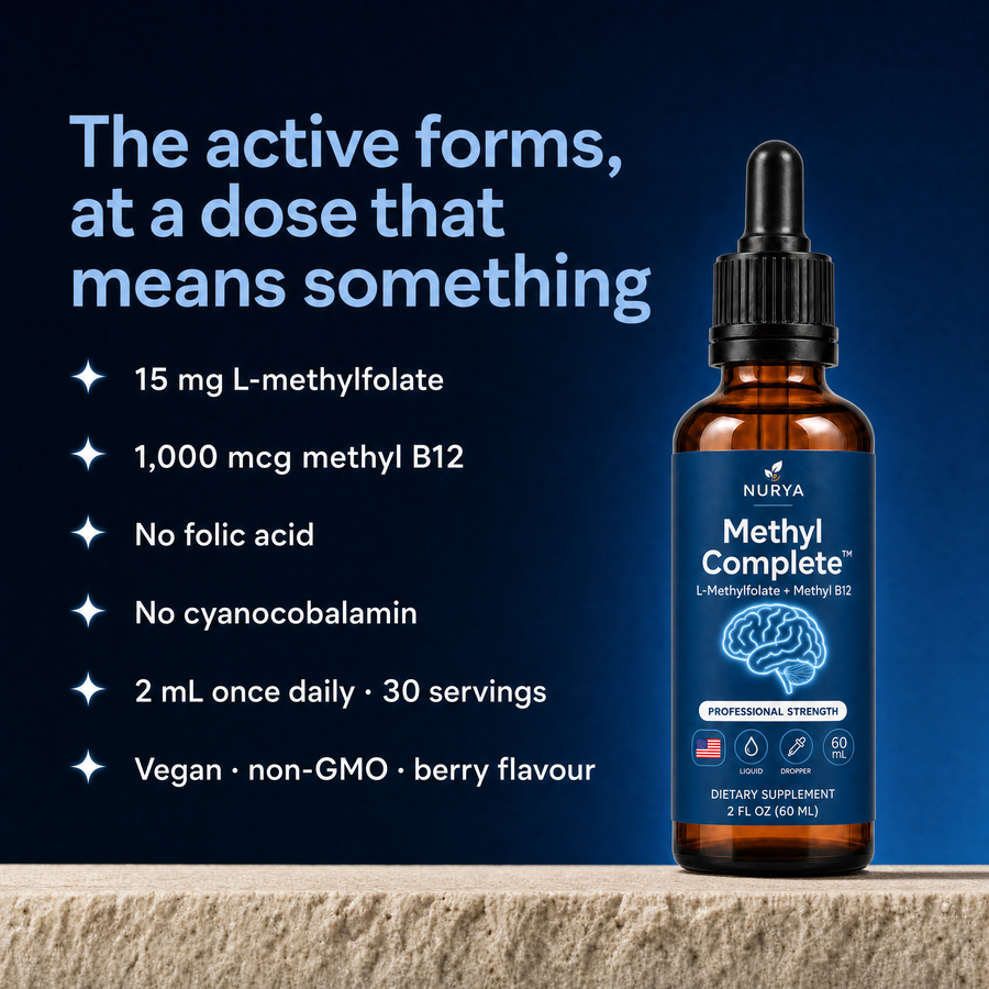 NURYA Methyl Complete L-Methylfolate + Methyl B12 drops, 60 mL